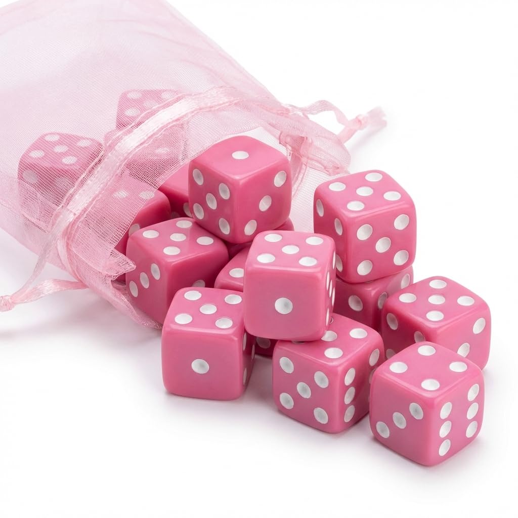 Amazon.com: 12 Square Pink Dice – 16mm Precision-Cut with Bold